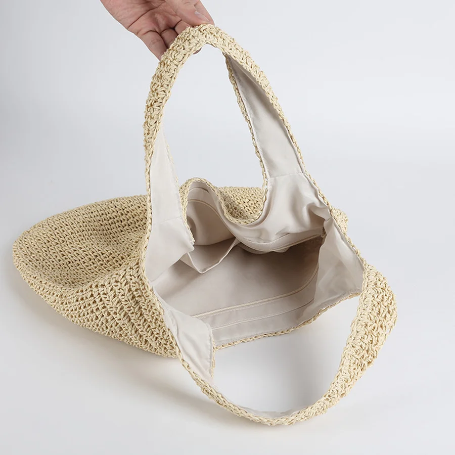 Nina | Women’s Summer Straw Beach Bag with Integrated Shoulder Strap - Image 5