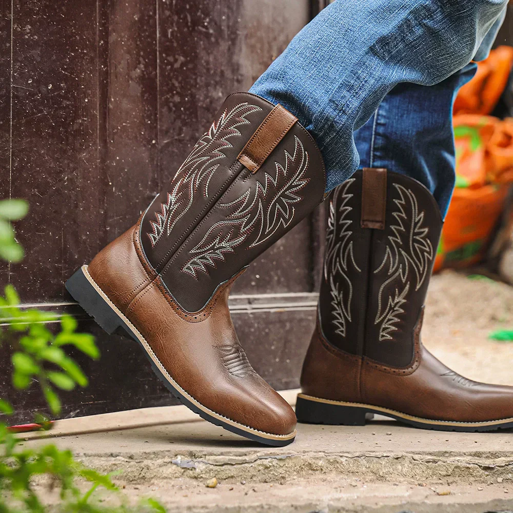 Noah | Men’s Classic Cowboy Boots with Western Embroidery - Image 5