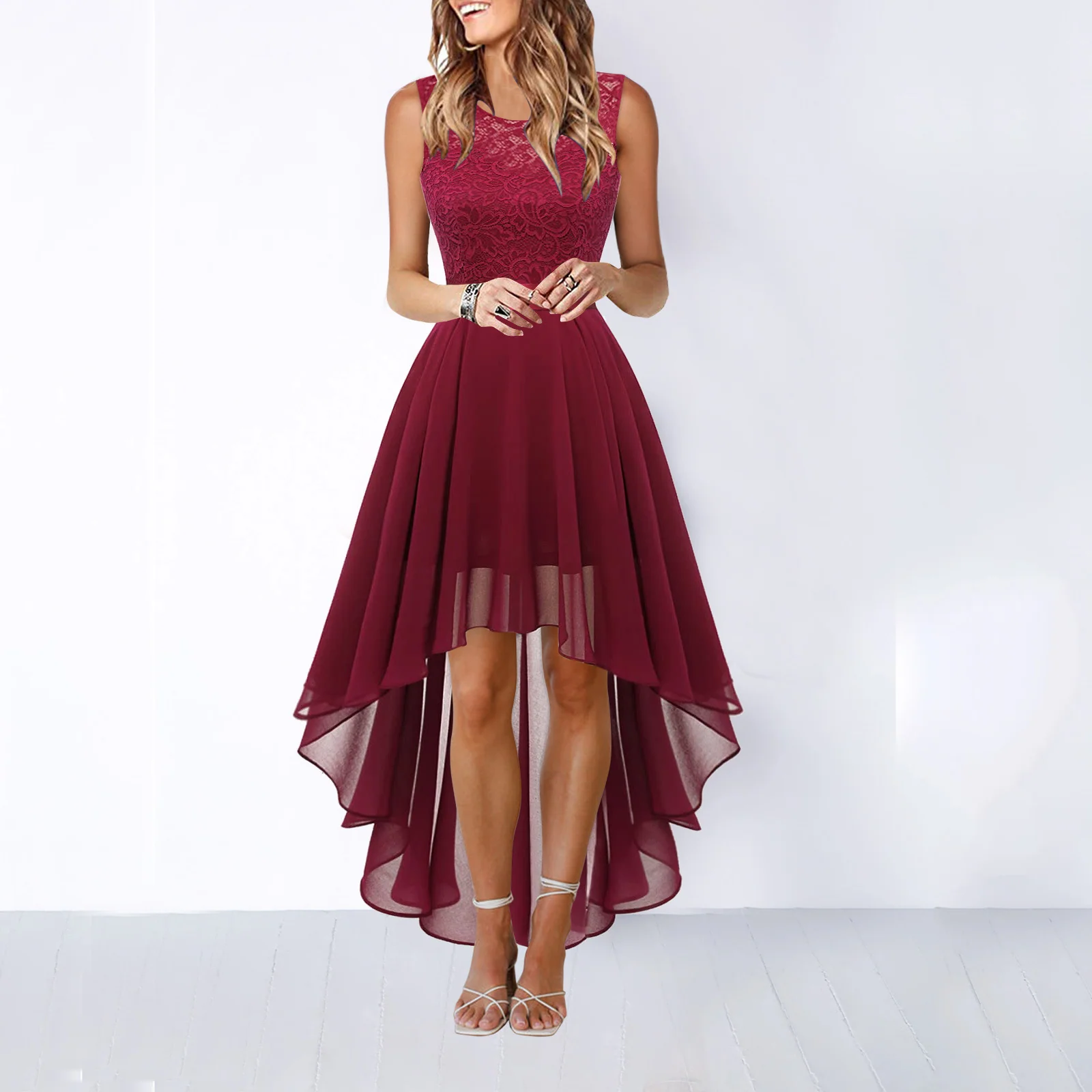 Odette | Women’s Elegant Wedding Guest Dress with High Low Hem - Image 4