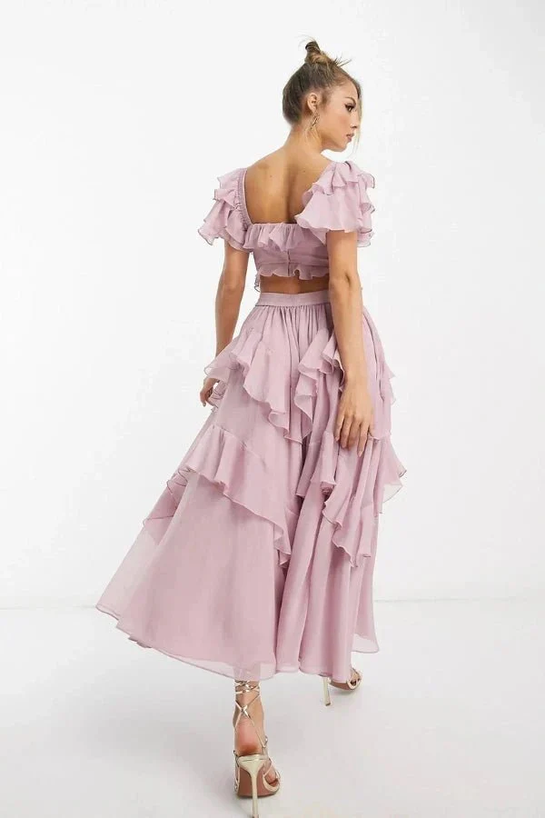 Phoebe | Women’s Elegant Ruffle Maxi Wedding Guest Dress with Tiered Skirt - Image 3