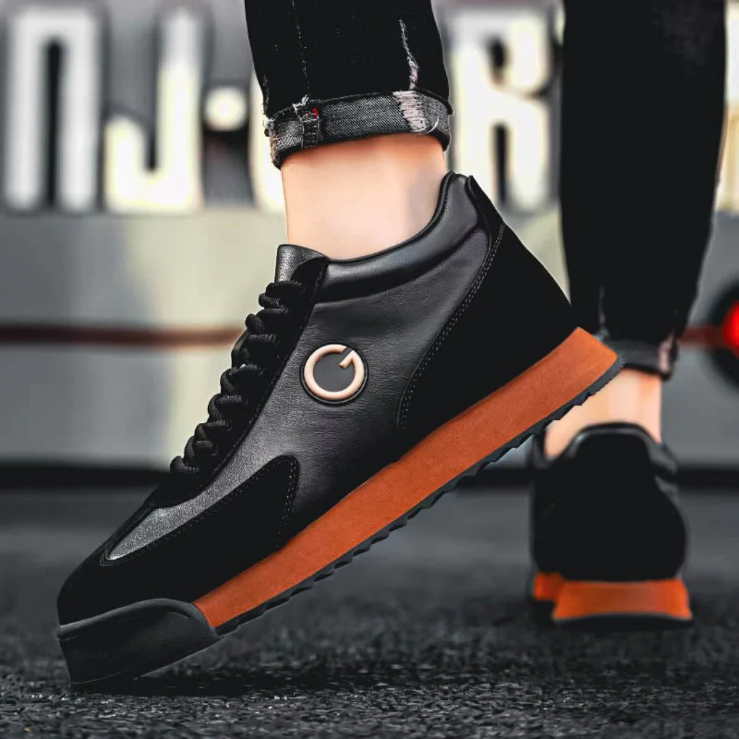 Rhys | Casual Leather Men’s Trainers with Lace-Up Design - Image 4