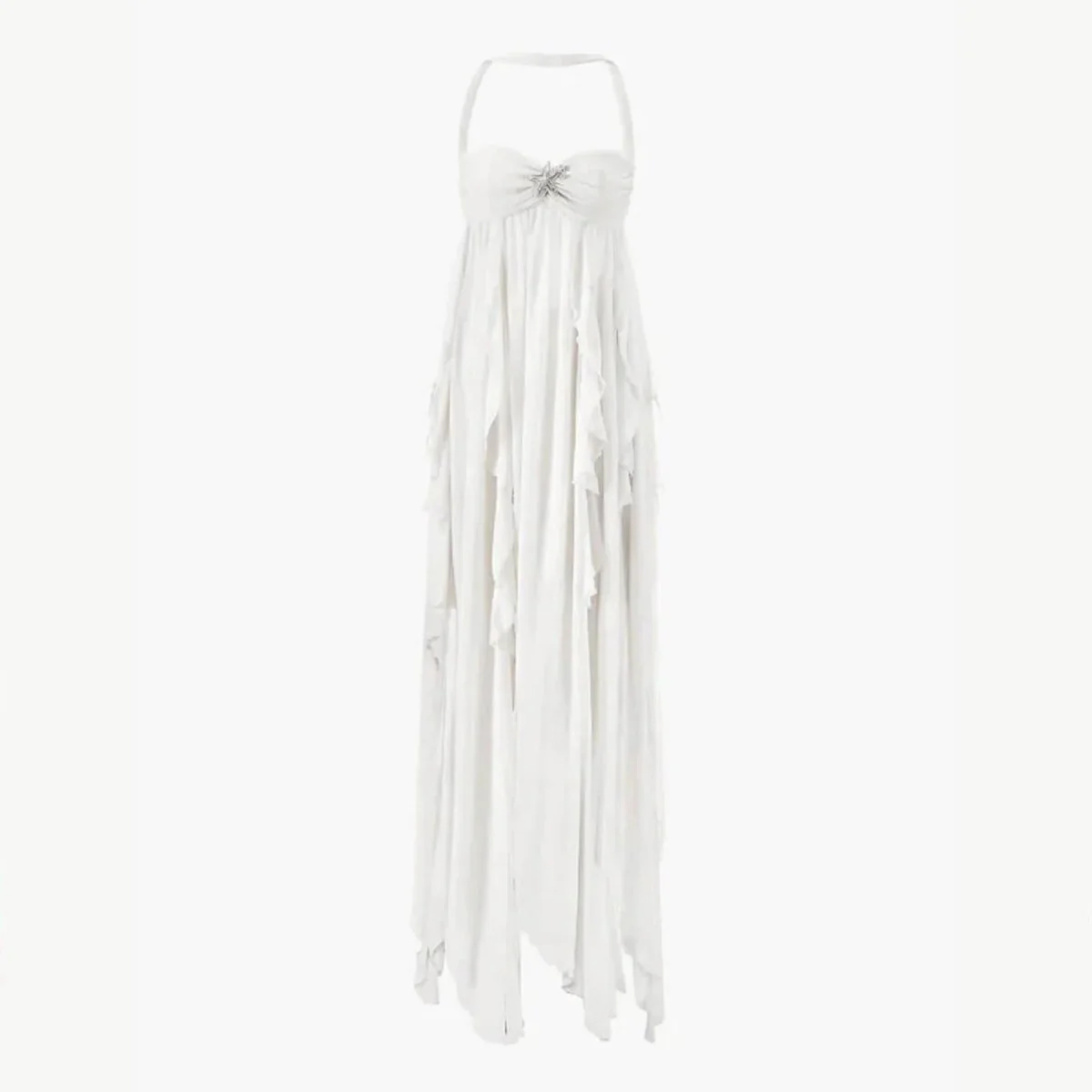Romilly | Women’s Elegant Maxi Halterneck Wedding guest gown with Handkerchief Hem - Image 3