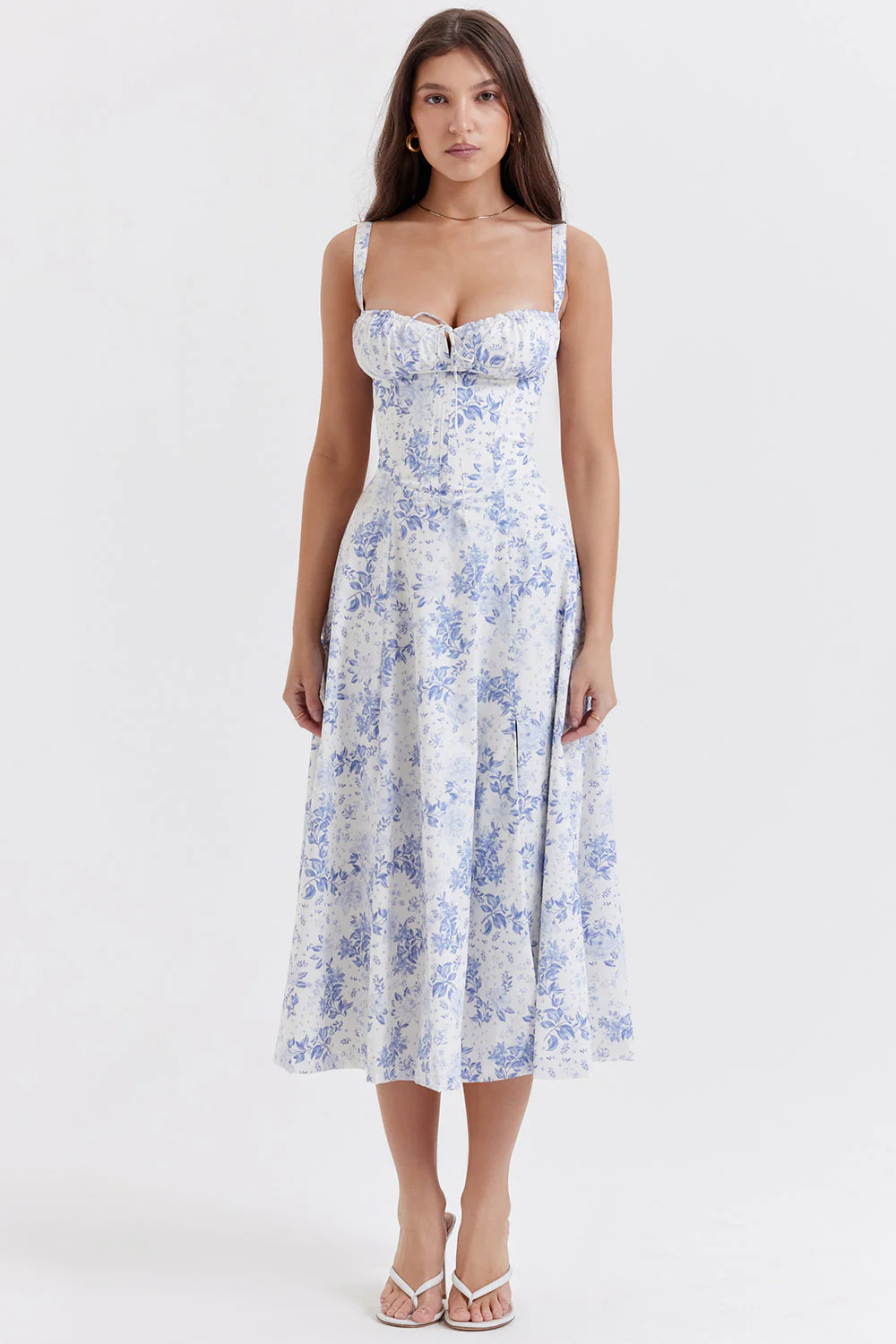 Rosamund | Women's Summer Floral Midi Dress with Tie Detail - Image 7