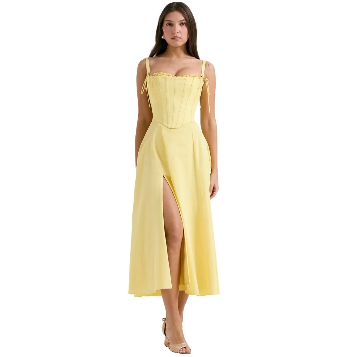 Scarlett | Women’s Elegant Strapless Midi Wedding Guest Dress with Sweetheart Neckline - Image 20