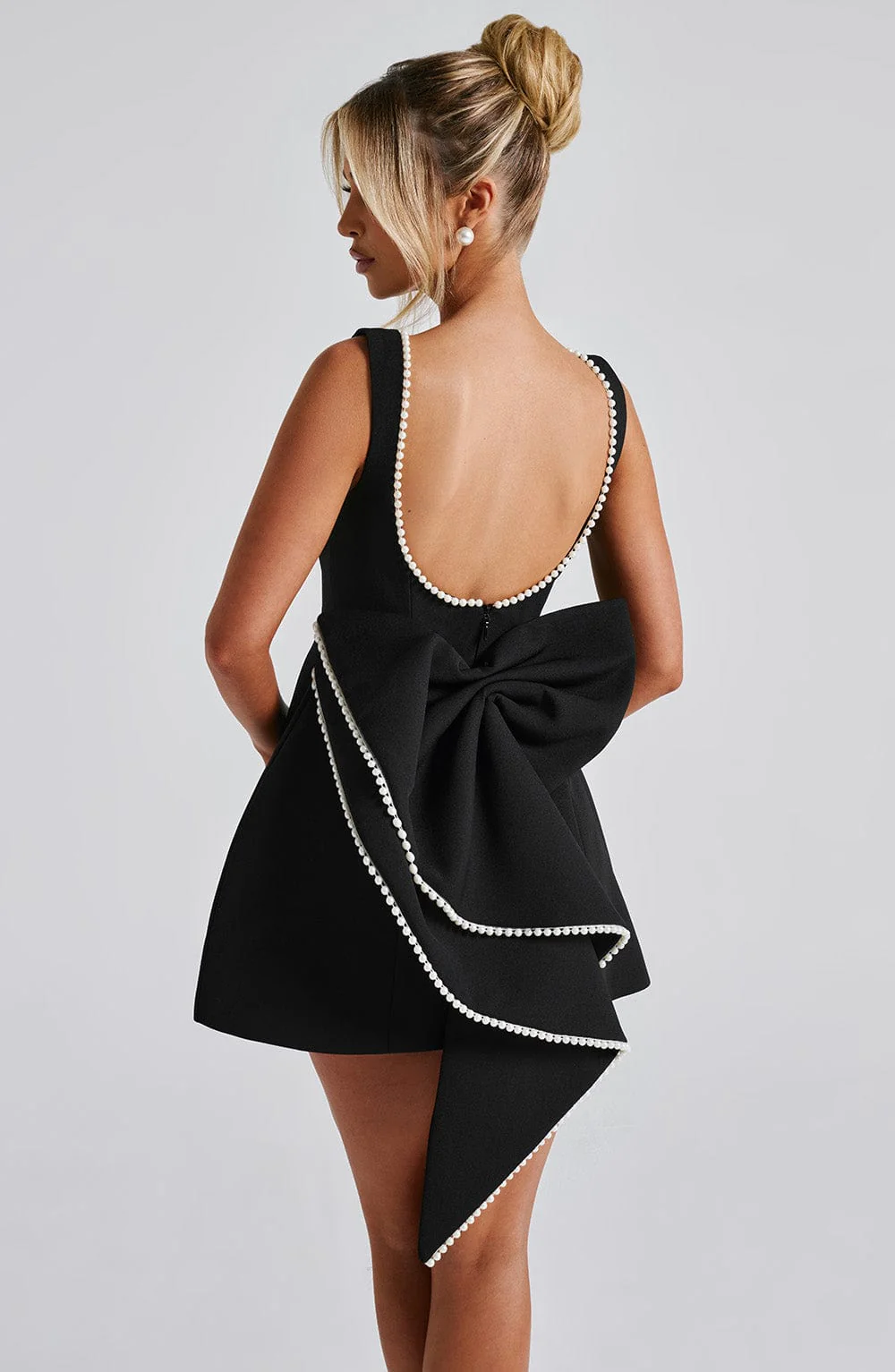 Seraphina | Women’s Elegant Mini Summer Wedding Guest Dress with Pearl Trim - Image 5