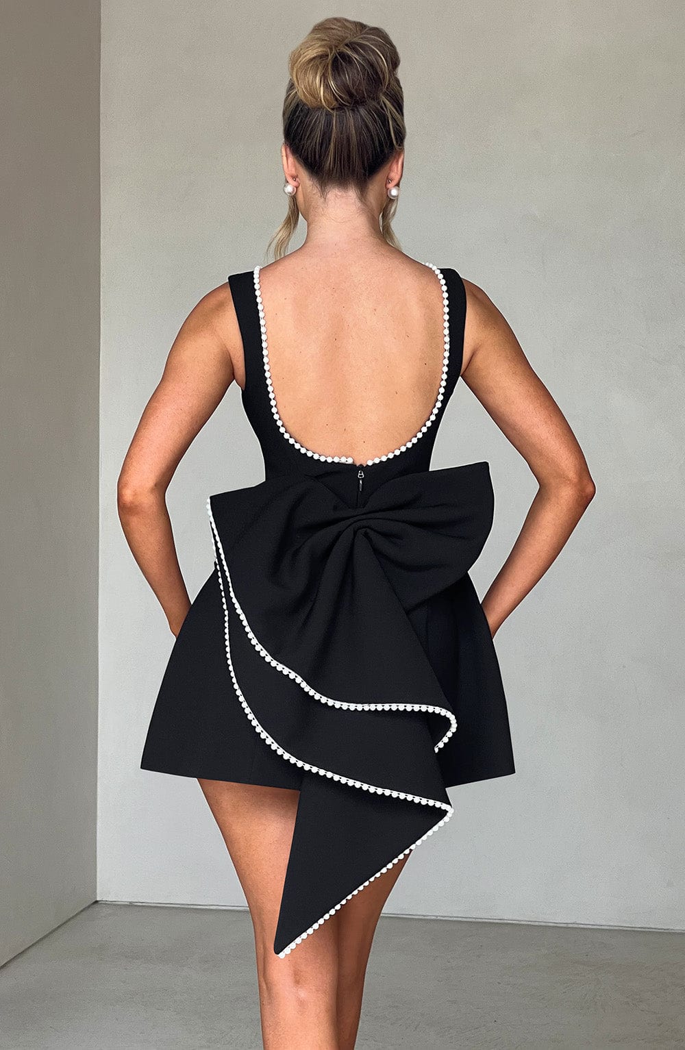 Seraphina | Women’s Elegant Mini Summer Wedding Guest Dress with Pearl Trim - Image 6