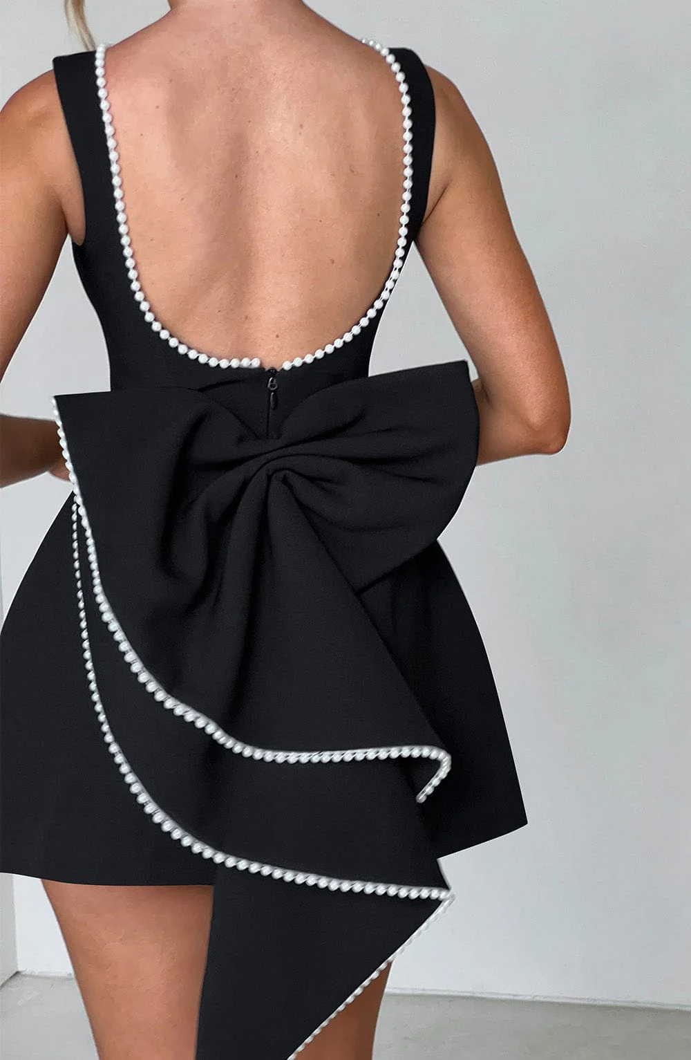 Seraphina | Women’s Elegant Mini Summer Wedding Guest Dress with Pearl Trim - Image 7
