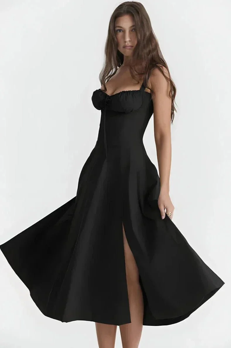 Serena | Women's Summer Floral Midi Dress with Side Slit - Image 11
