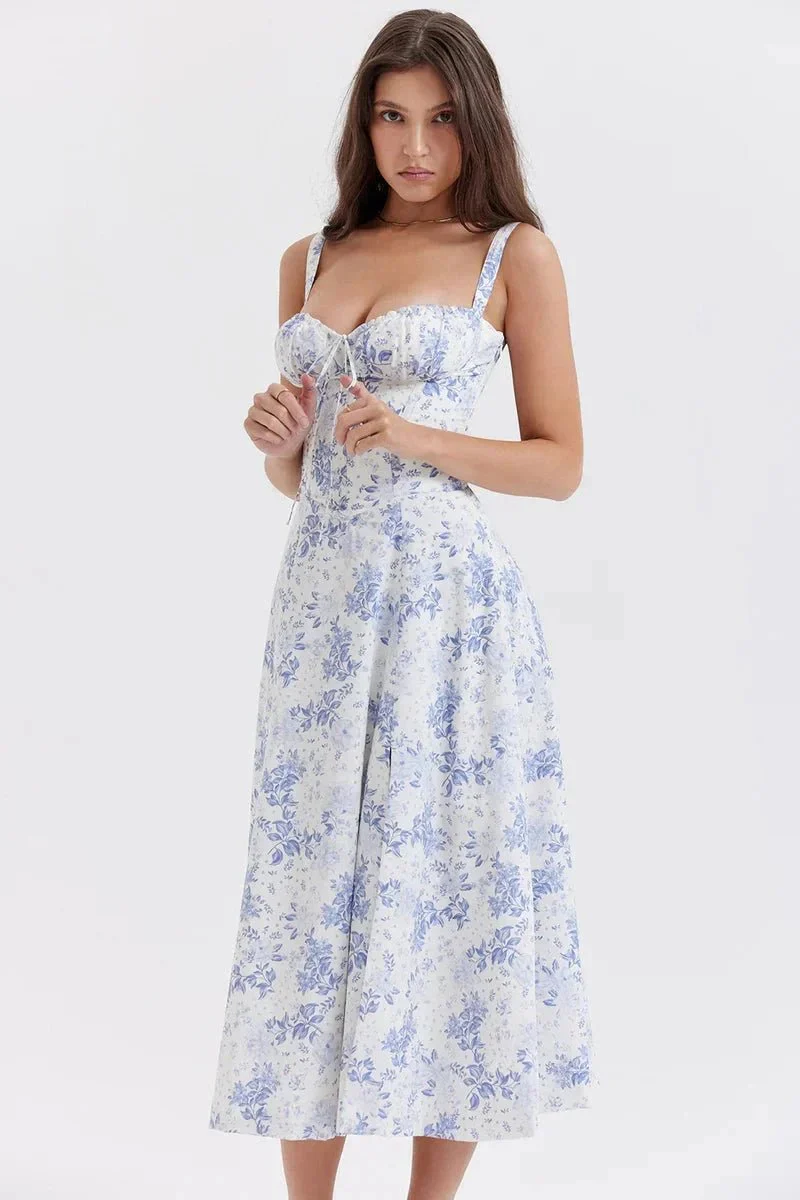 Serena | Women's Summer Floral Midi Dress with Side Slit - Image 14