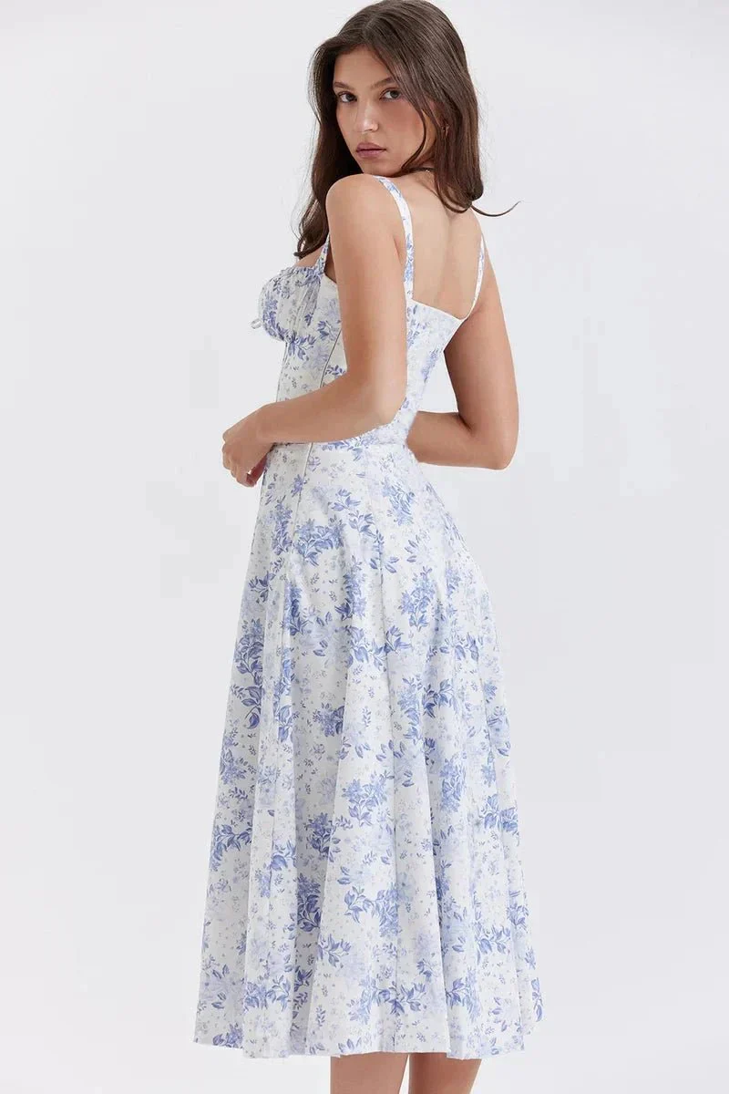 Serena | Women's Summer Floral Midi Dress with Side Slit - Image 15