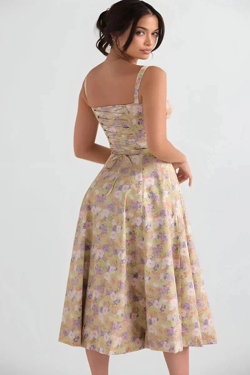 Serena | Women's Summer Floral Midi Dress with Side Slit - Image 18