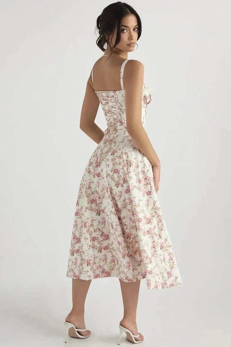 Serena | Women's Summer Floral Midi Dress with Side Slit - Image 20