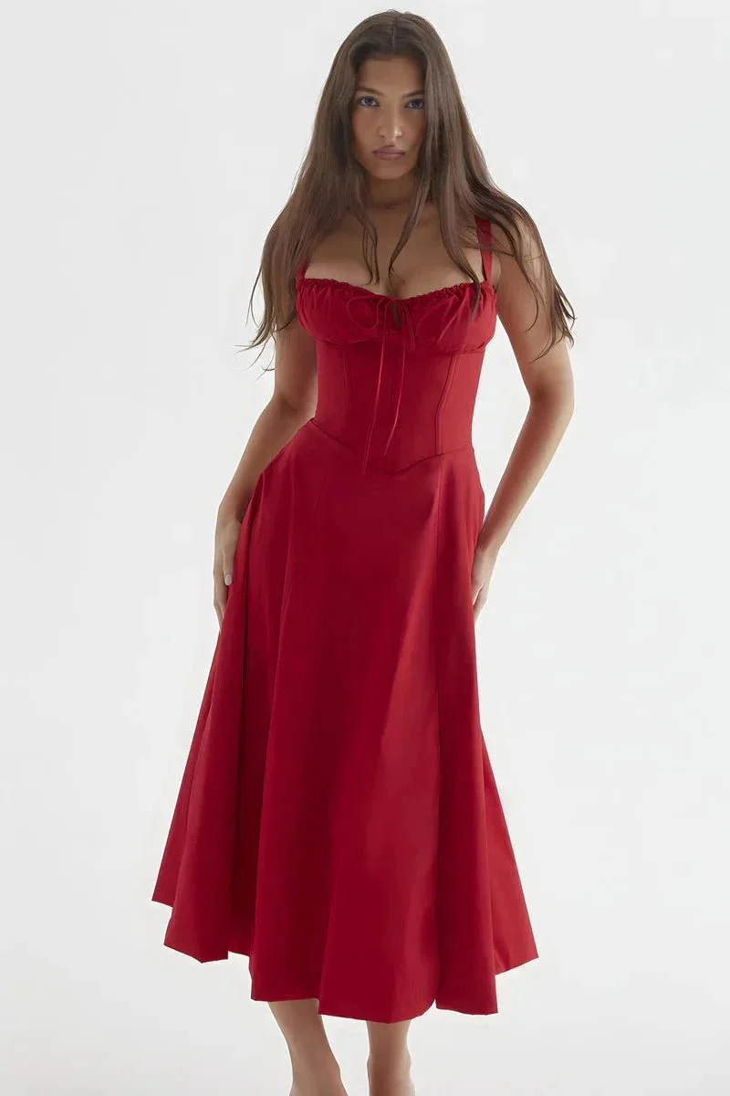 Serena | Women's Summer Floral Midi Dress with Side Slit - Image 4