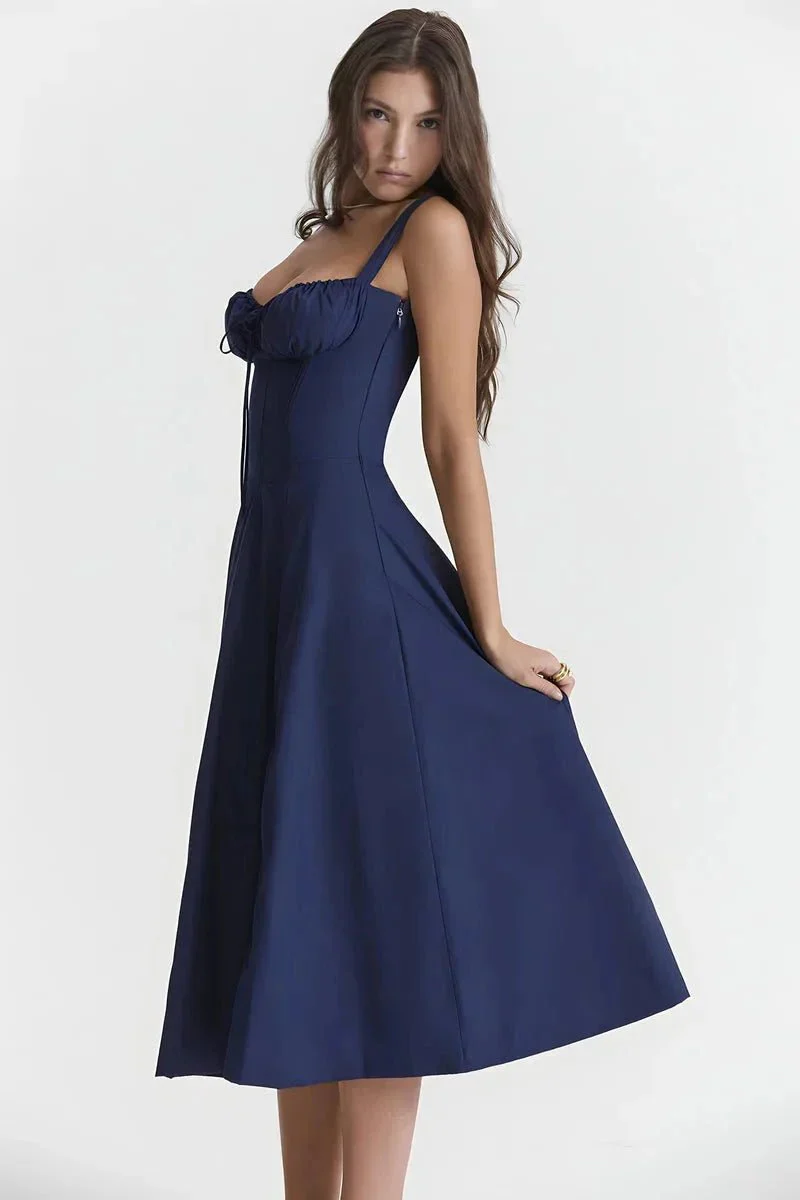 Serena | Women's Summer Floral Midi Dress with Side Slit - Image 8