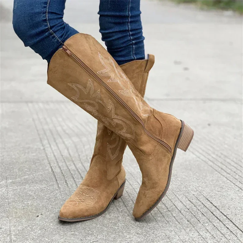 Sienna | Women’s Classic Knee-High Cowboy Boots with Side Zip - Image 5