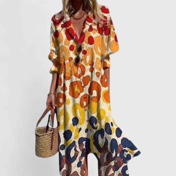 Sophie | Women’s Casual Floral Midi Summer Dress with Button Front - Image 4