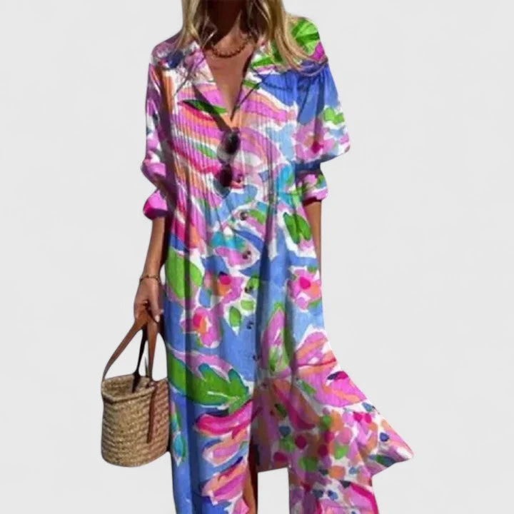 Sophie | Women’s Casual Floral Midi Summer Dress with Button Front - Image 5