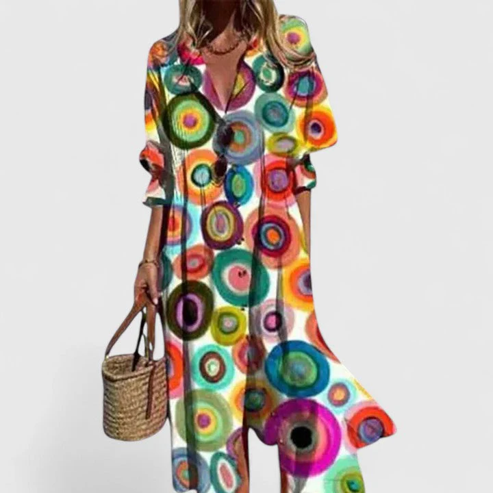 Sophie | Women’s Casual Floral Midi Summer Dress with Button Front - Image 7