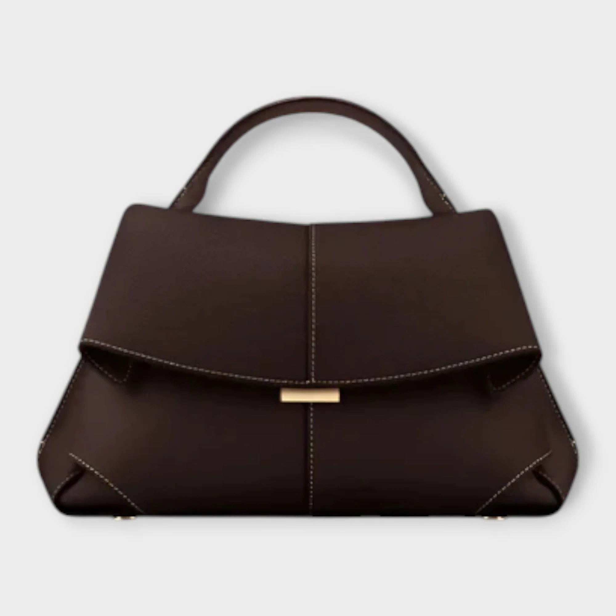 Thea | Women’s Minimal Black Handbag with Flap Closure - Image 4