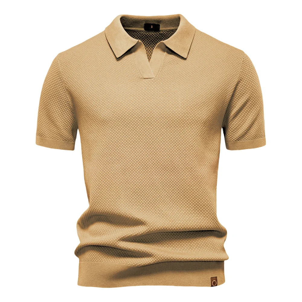 Thomas | Men’s Summer Classic Textured Polo Shirt with Buttonless Placket - Image 10