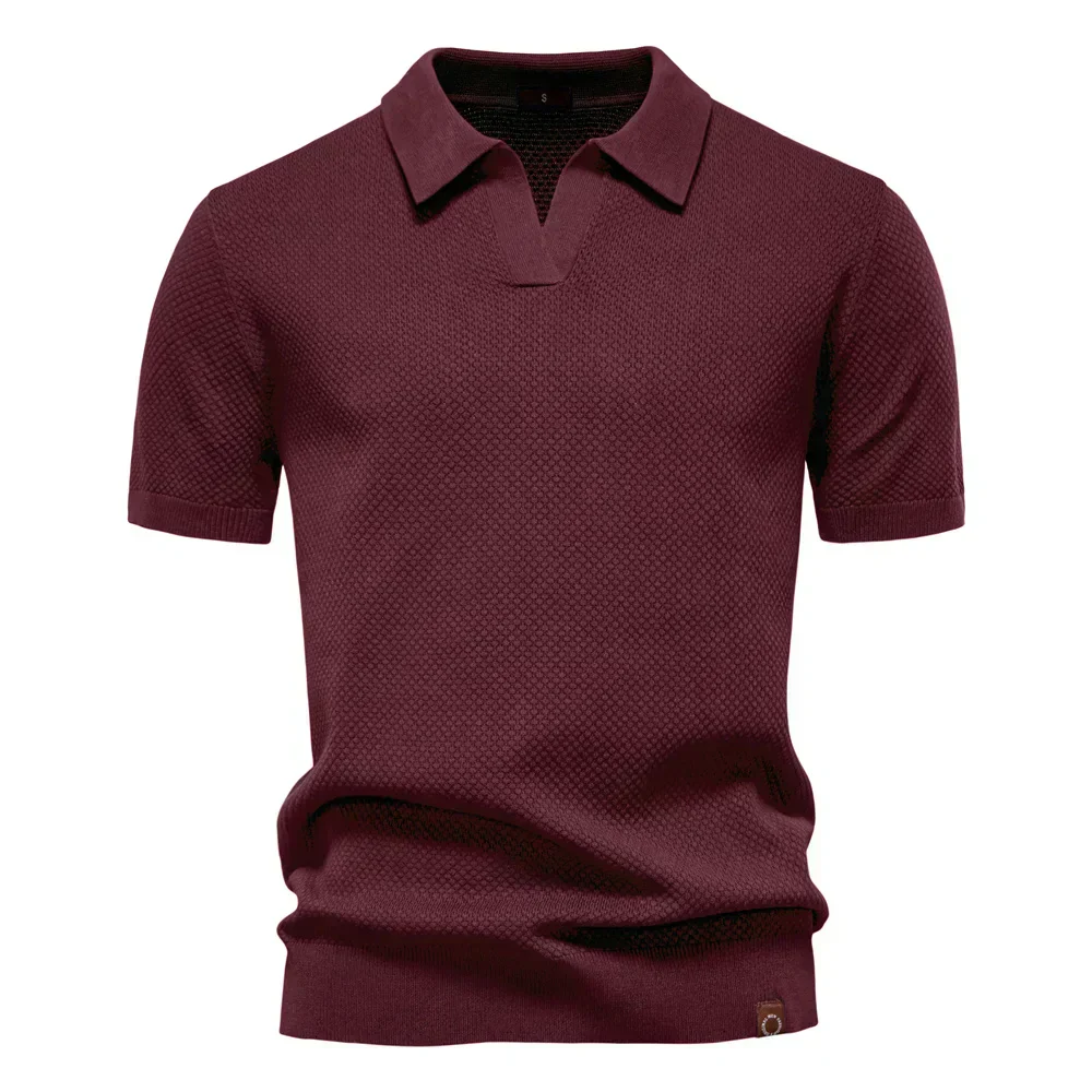 Thomas | Men’s Summer Classic Textured Polo Shirt with Buttonless Placket - Image 4