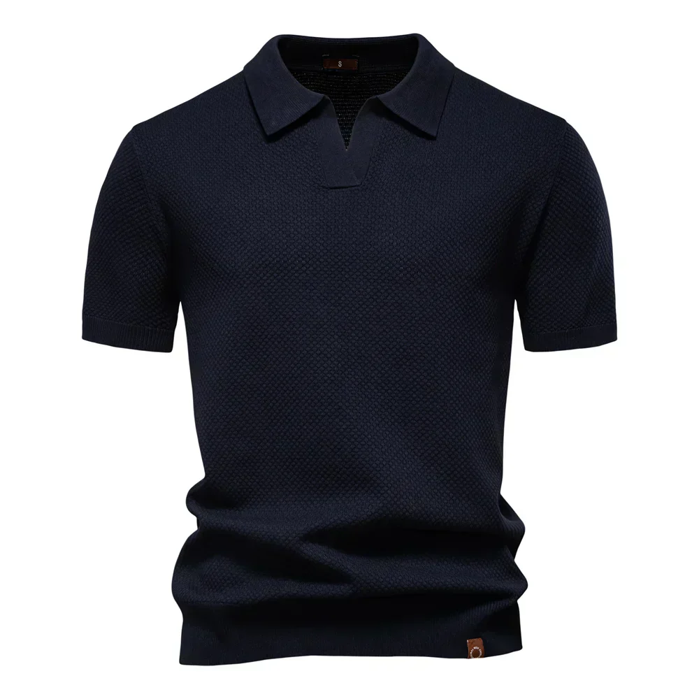 Thomas | Men’s Summer Classic Textured Polo Shirt with Buttonless Placket - Image 7