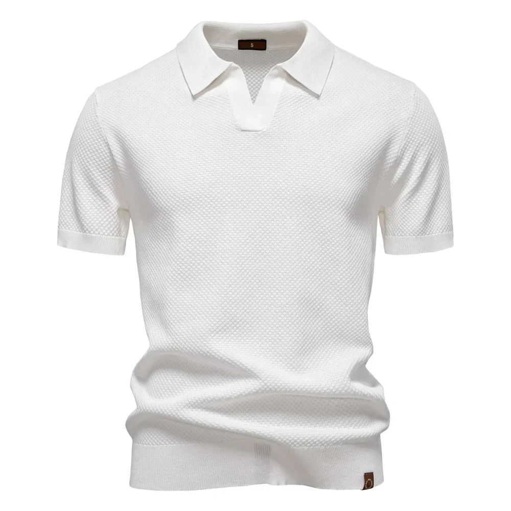 Thomas | Men’s Summer Classic Textured Polo Shirt with Buttonless Placket - Image 8