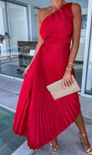 Vivienne | Women’s Elegant Maxi Wedding Guest Dress with One Shoulder Neckline - Image 3