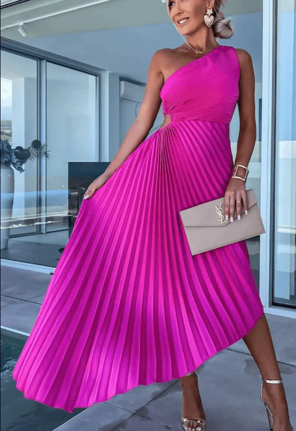 Vivienne | Women’s Elegant Maxi Wedding Guest Dress with One Shoulder Neckline - Image 4