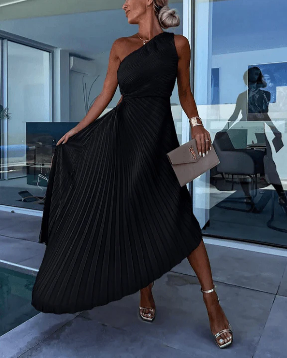 Vivienne | Women’s Elegant Maxi Wedding Guest Dress with One Shoulder Neckline - Image 5