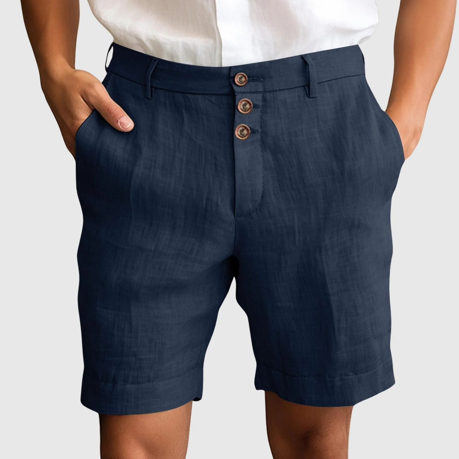 William | Men’s Casual Tailored Shorts with Button Fly - Image 4