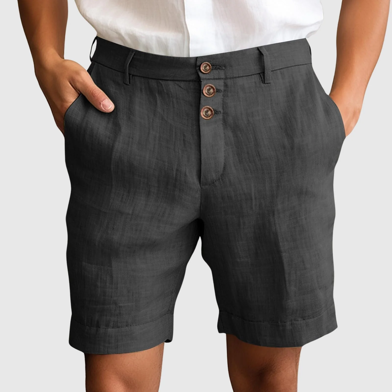 William | Men’s Casual Tailored Shorts with Button Fly - Image 5