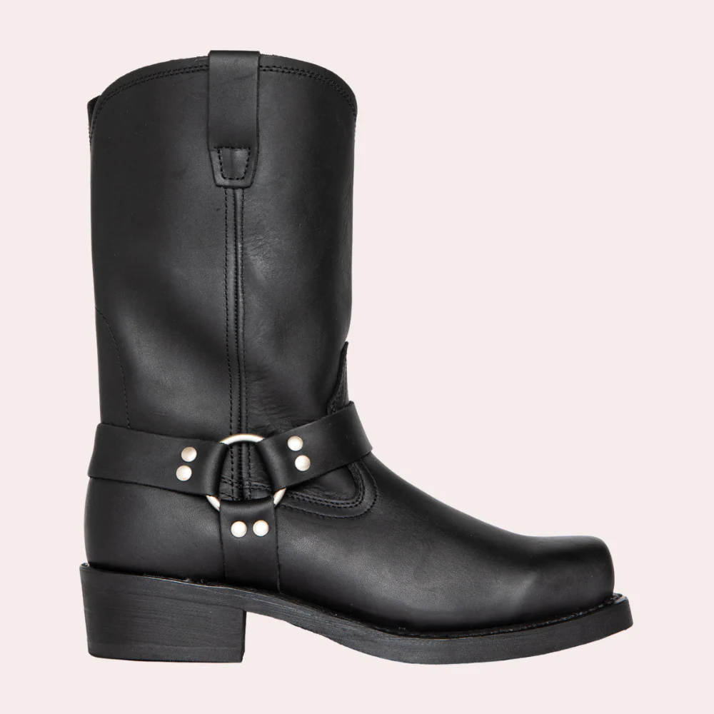 William | Men’s Classic Brown Cowboy Boots with Harness Strap - Image 3