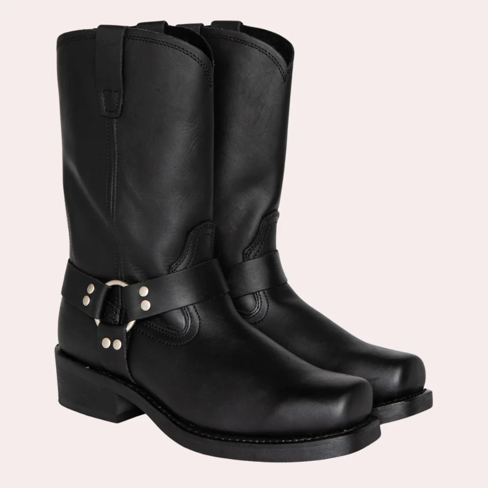 William | Men’s Classic Brown Cowboy Boots with Harness Strap - Image 4