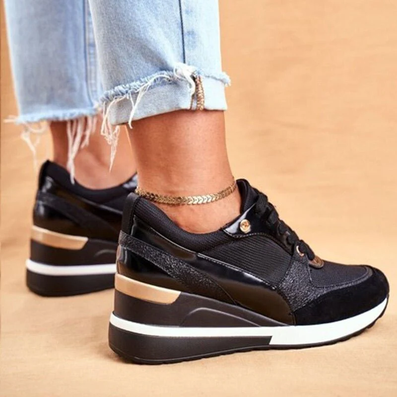 Willow | Women’s Trendy Wedge Trainers with Metallic Panels - Image 5