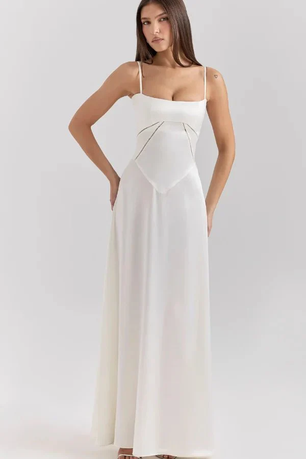 Zoe | Women’s Elegant Black Maxi Wedding Guest Dress with Spaghetti Straps - Image 11