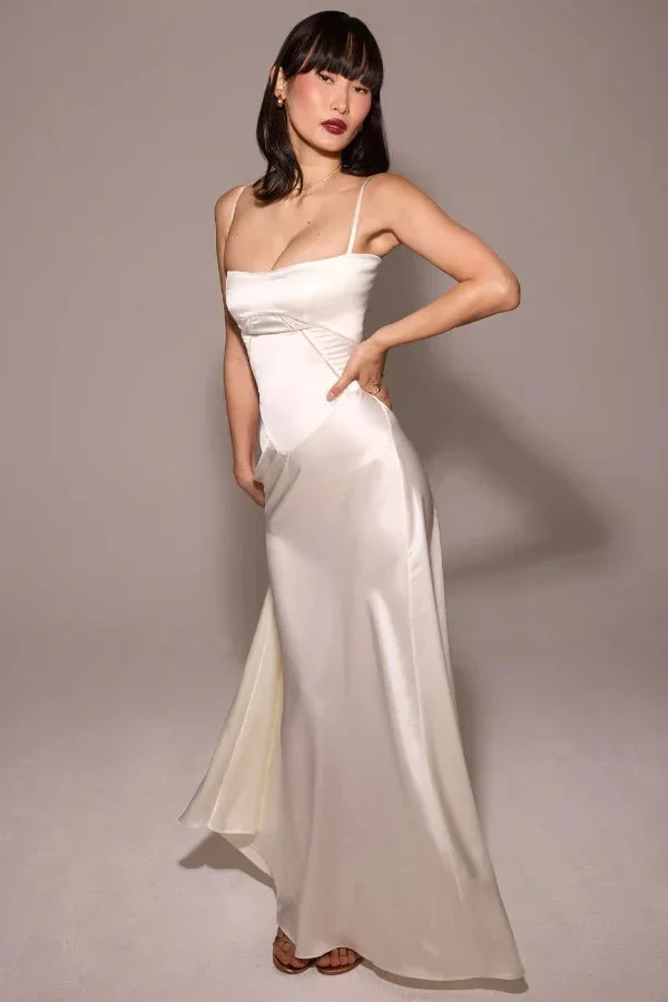 Zoe | Women’s Elegant Black Maxi Wedding Guest Dress with Spaghetti Straps - Image 13
