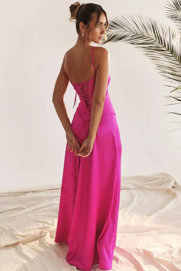 Zoe | Women’s Elegant Black Maxi Wedding Guest Dress with Spaghetti Straps - Image 44