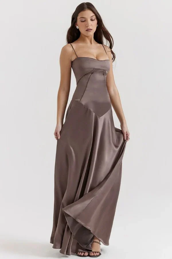 Zoe | Women’s Elegant Black Maxi Wedding Guest Dress with Spaghetti Straps - Image 47