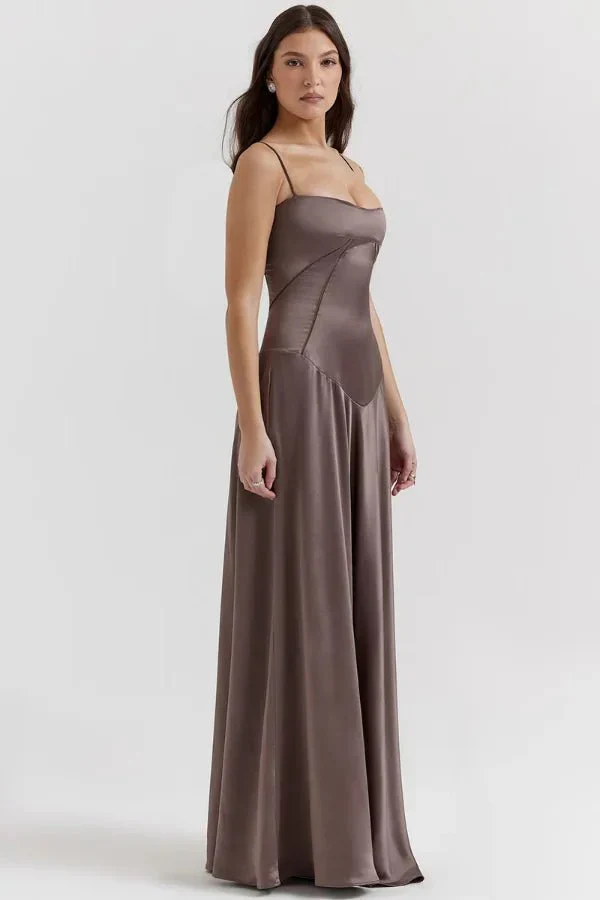 Zoe | Women’s Elegant Black Maxi Wedding Guest Dress with Spaghetti Straps - Image 48